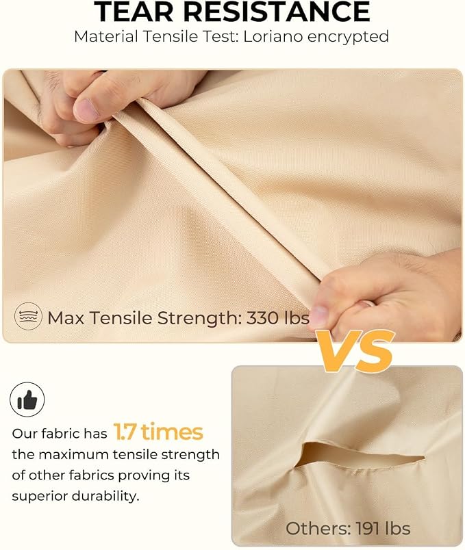 loriano 4-Pack Outdoor Furniture Covers, 2 x Patio Chair Covers + 2 x Ottoman Covers, Waterproof Heavy Duty 600D Oxford Fabric, All Weather UV/Wind Resistant, Beige & Brown