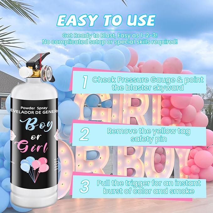 Gender Reveal Fire Extinguisher Smoke Powder for Gender Reveal Party Ideas 2 Pink Large Gender Reveal Smoke Powder with Tissue Safe Powder Boy Girl Fire Extinguisher Baby Gender Reveal