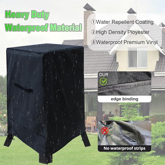 Smoker Cover for Pit Boss 2 Series and Masterbuilt Vertical Gas Smoker | 600D Heavy Duty Smoker Cover Compatible for Pit Boss 2 Series Smoker and Masterbuilt/Smoke Hollow 30 in Vertical Gas Smoker