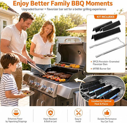 Spirit e210 Grill Parts, 7635 Flavorizer Bars and 69785 Grill Burner for Weber Spirit E210 E220 S210 S220 with Front Control, GS4 Spirit ll Parts, Gas Grill Flavor Bars and Burners