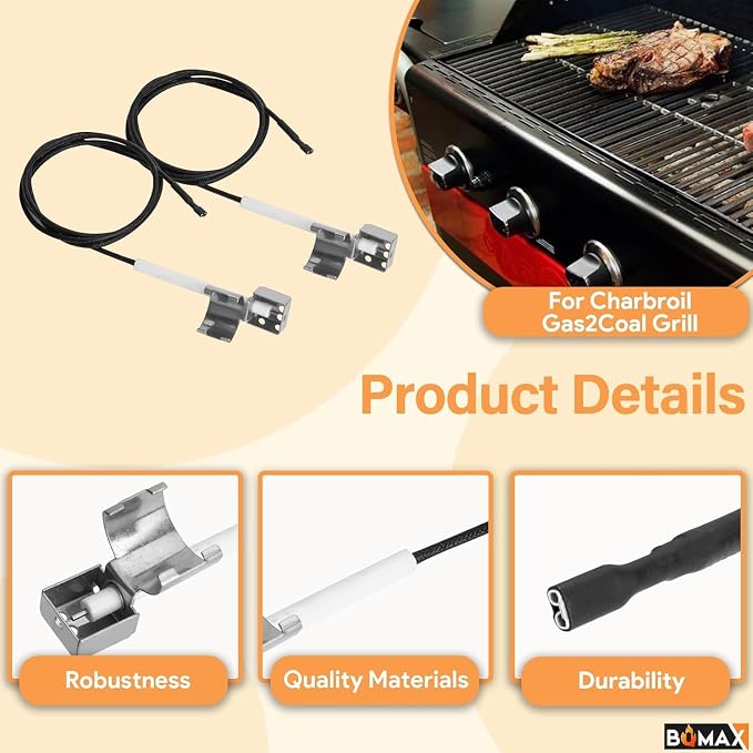 BQMAX Grill Parts Kit for Charbroil Gas2Coal Gas/Charcoal Hybrid Grill 463370516 463370519 463278418 463278419 G421-0001-W1 G553-0002-W1A G466-2500-W1