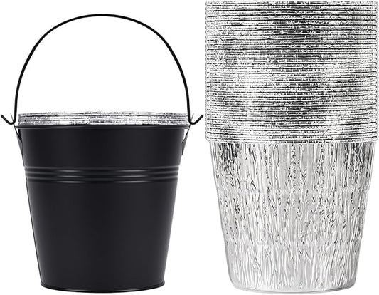 30-Pack Grease Liner and 1 Pack Black Bucket, Grill Drip Cups Compatible for Traeger Pro Series 575/780, 22/34 Series, Grill Accessories and Drip Tray Liner