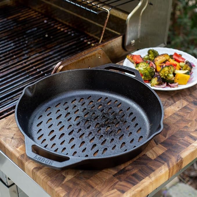 Lodge 12" Cast Iron Dual Handle Grill Basket (Pack of 3)
