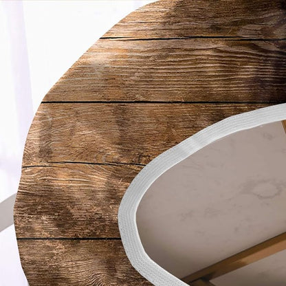 Rustic Oval Wood Grain Polyester Fitted Table Cover, Fits Tables up to 52" W x 70" L