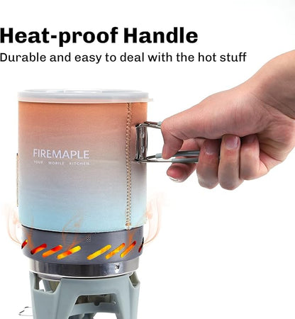 Fire-Maple Fixed Star 1 Backpacking and Camping Stove System, Multi 18oz | 30% Faster Boil with HX Base, Piezo Ignition, Safe & Durable, All-in-One Pot, Compatible with Most Canisters, Portable