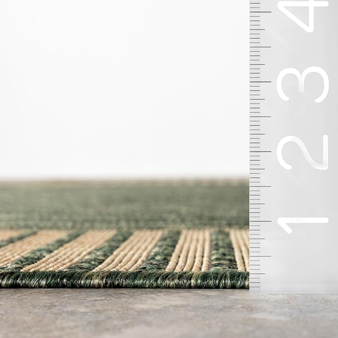 nuLOOM Asha Green Bordered Power Loomed Indoor/Outdoor Area Rug, 10' x 12'