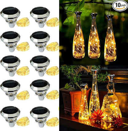 Bottle Lights Solar Wine Bottle Lights 10 Packs 20LED Outdoor Waterproof Fairy Light Strings for Recycling Wine Bottle Decoration