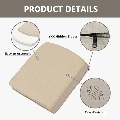 Goodgoods 20 x 20 Outdoor Chair Cushions Set of 4, 1000+ Hours Fade-Resistant & Water-Resistant Furniture Chair Cushions with 30D High-Resilience Foam for Dining Room, Patio Chair, Putty