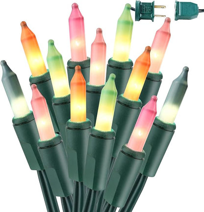 BrizLabs Easter Lights String, 34.8ft 150 Count Pastel Lights Connectable | UL Certified; Incandescent String Light Plugin, Incandescent Christmas Lights Green Wire for Easter Tree Indoor Outdoor Decor