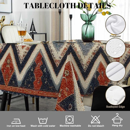 Swono Mexican Floral Rectangular Tablecloth Ethnic Geometric Flowers Washable Table Cloth Kitchen Dining Room Table Cover for Home Party Coffee Wedding 50x72 Inch Tablecloths