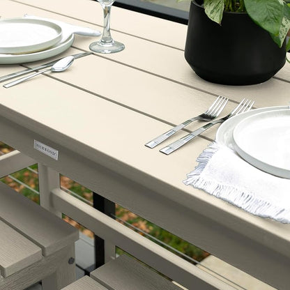 highwood Monroe 3-Piece Counter Height Modern Balcony Set, 1 Table and 2 Stools, Whitewash