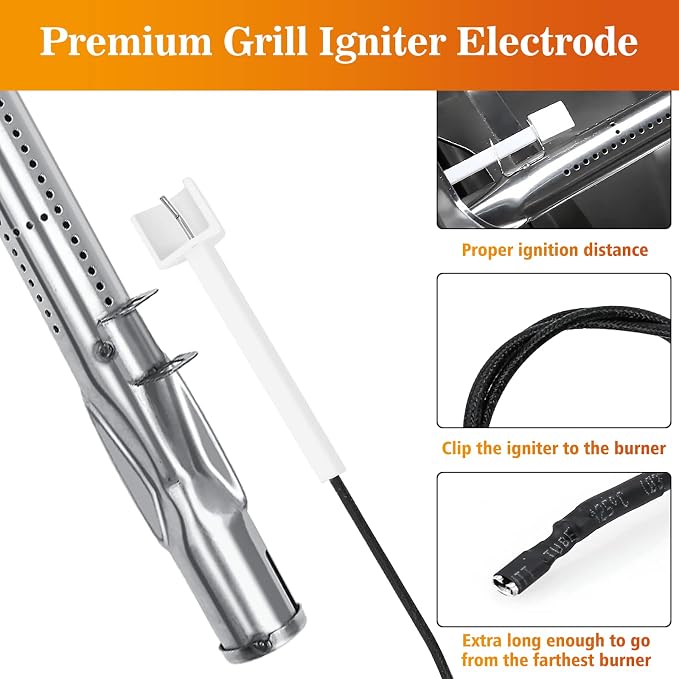 Replacement Parts for Monument Grills 24367, 35633, 17842 | Stainless Steel Heat Plates, Burner & Igniter Kit, for Monument 4-Burner Gas Grills 24633, 41847NG, 77352, 77352MB