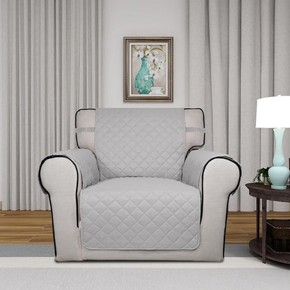 PureFit Reversible Chair Sofa Cover Dog Couch Covers for Sofa, 25.5 in | Light Gray/Light Gray, Water Resistant Couch Protector, Washable Pet Couch Cover with Non Slip and Elastic Straps For Kids