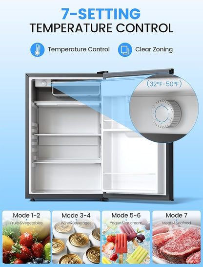 COWSAR 2.5 Cu.Ft Mini Fridge with Freezer, Double Reversible Door Compact Dorm Refrigerator with 2 Removable Shelves, Commercial Apartment Fridge for Bedroom, Office, Kitchen, Dorm, Black