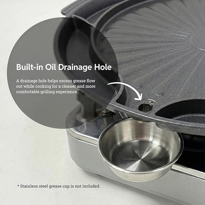 Master Grill Pan for Korean BBQ, 15", Stovetop Nonstick Smokeless Scratch-Resistant, Oil Draining Hole, Safety Hand Grip, For Grilling Vegetable Egg Meat Garlic Cheese Kimchi Made in Korea