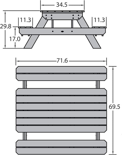 Highwood Hometown Picnic Table, 6 Foot, Jasper