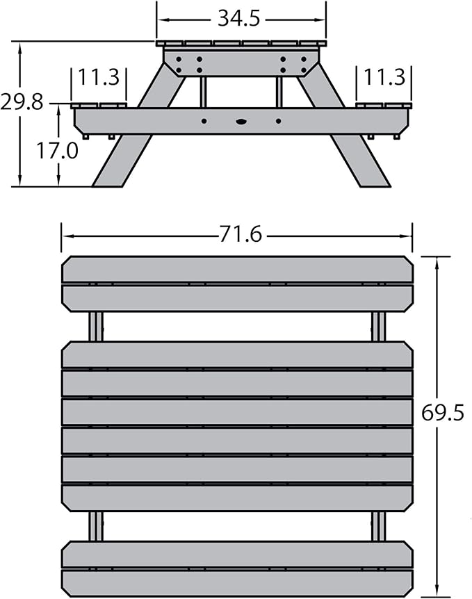 Highwood Hometown Picnic Table, 6 Foot, Flint