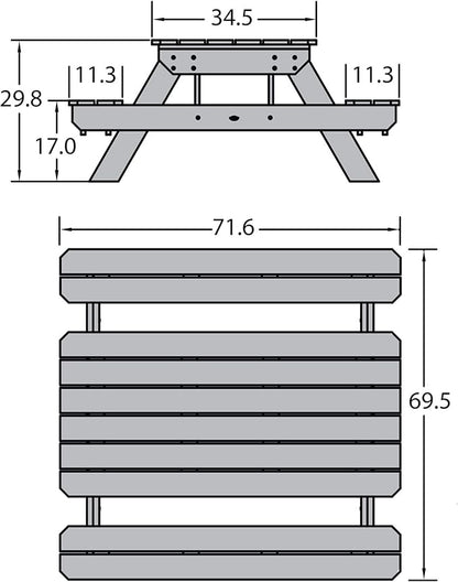 Highwood Hometown Picnic Table, 6 Foot, Shale