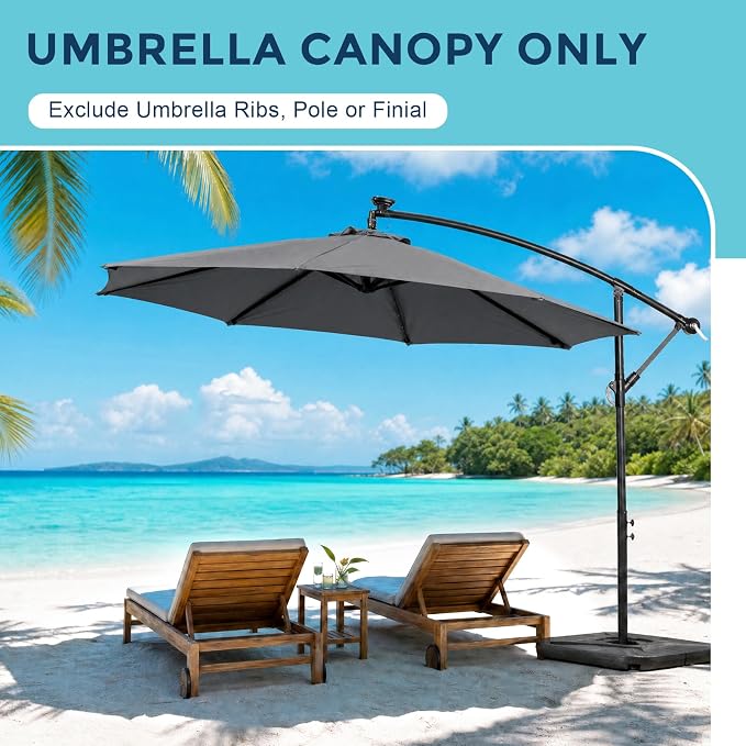 COWVIE Umbrella Canopy Replacement for 8 Ribs Patio Umbrella, Outdoor Table Parasol Replacement for Yard, Canopy Only