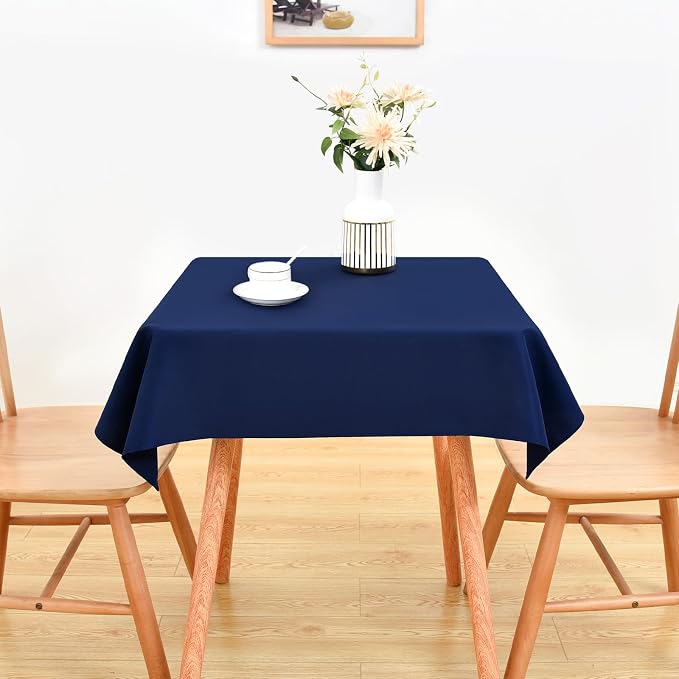 Wolkemer Small Square Tablecloth 36 x 36 Inch Washable Fabric Table Cloth Navy Blue Table Cover for Nightstand End Bedside Tables Tabletop Decoration