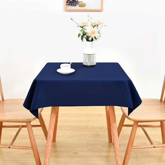 Wolkemer Small Square Tablecloth 36 x 36 Inch Washable Fabric Table Cloth Navy Blue Table Cover for Nightstand End Bedside Tables Tabletop Decoration