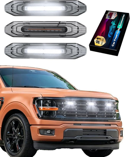 Front Grill Raptor Lights for Ford F150 2024 2025 2026 (White, XL) | 5th Gen F150 Grille Marker Lights, Waterproof F150 LED Lights Accessories, Snap-in Installation, OEM Style, Off-road Driving