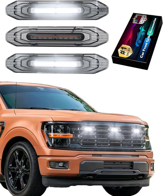Front Grill Raptor Lights for Ford F150 2024 2025 2026 (White, XL) | 5th Gen F150 Grille Marker Lights, Waterproof F150 LED Lights Accessories, Snap-in Installation, OEM Style, Off-road Driving