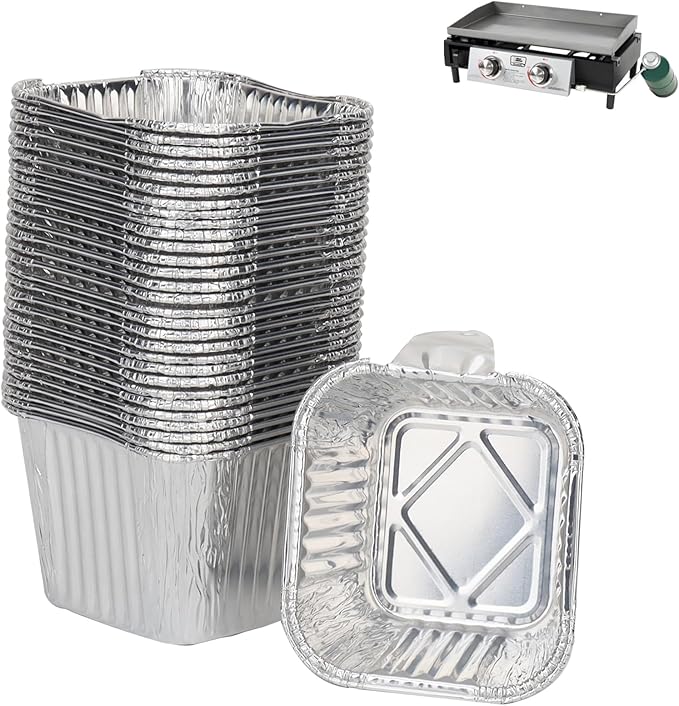 DcYourHome 30 Pack Grease Cup Liners for Razor 1 Burner & 2 Burner Griddle, Griddle Aluminum Foil Grease Catcher Liner for Razor GGC2030M GGC2030L GGT2130L GGT2160M GBT1860L Drip Pan Replacement Parts