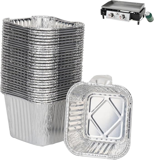 DcYourHome 30 Pack Grease Cup Liners for Razor 1 Burner & 2 Burner Griddle, Griddle Aluminum Foil Grease Catcher Liner for Razor GGC2030M GGC2030L GGT2130L GGT2160M GBT1860L Drip Pan Replacement Parts