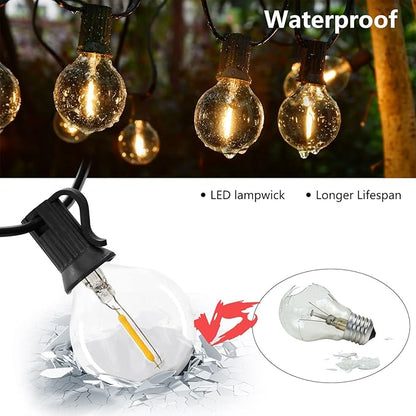 100ft Outdoor String Lights Waterproof Patio Lights,Shatterproof Led Outside Globes UL Listed Exterior, Indoor Lighting Backyard Bistro Party