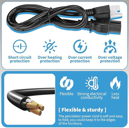 HASMX 3 Prong Power Cord 36" for Smokehouse LJ Little Big Mini Chief Smoker HighTemp, Replacement Electric Smoker Part 3pin Cord Black 3ft Length (1-Pack)