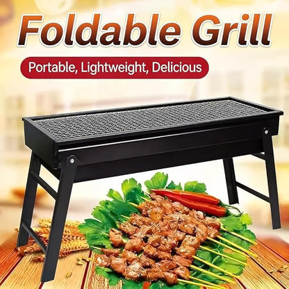 Foldable Leg Portable Charcoal Grill, Outdoor Camping Picnic Barbecue Grill with Accessories
