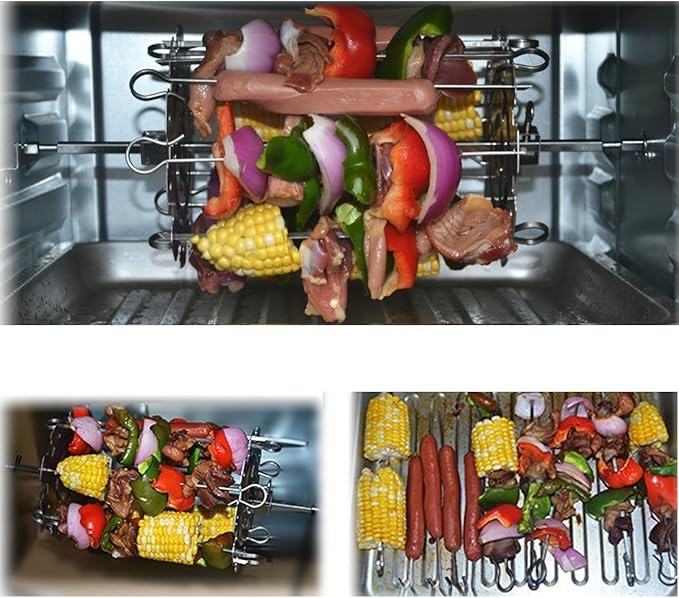 Stainless Steel BBQ Grill Cage Vegetable Meat Skewer Kebab Maker for Rotisserie Oven Roaster