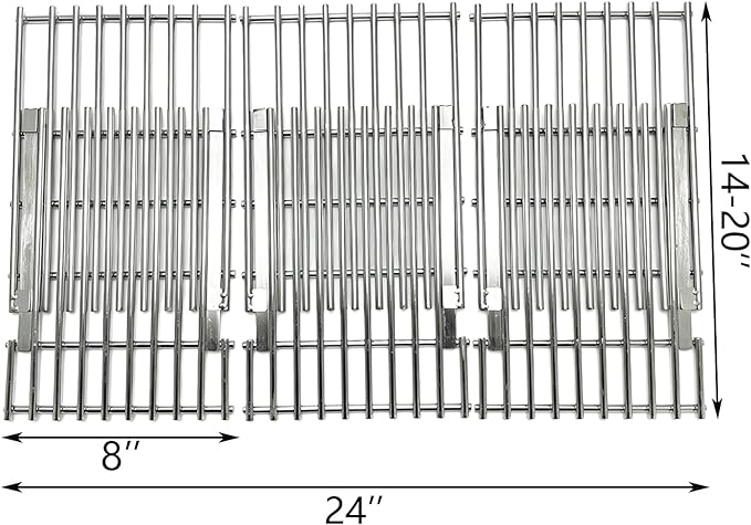 Stainless Cooking Grill Grates Replacement Adjustable Universal Extends from 14" to 20" Long, 8" Wide Each Adjust Expandable Cooking Grill Grids (3pack)