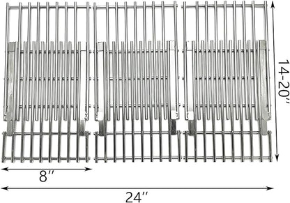 Stainless Cooking Grill Grates Replacement Adjustable Universal Extends from 14" to 20" Long, 8" Wide Each Adjust Expandable Cooking Grill Grids (3pack)