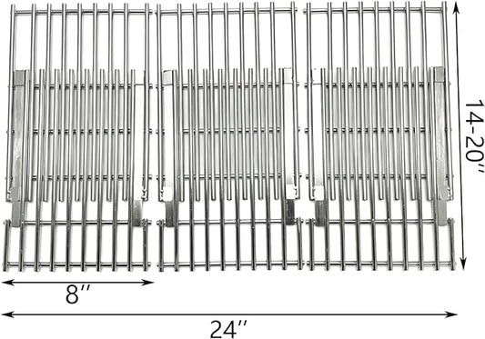 Stainless Cooking Grill Grates Replacement Adjustable Universal Extends from 14" to 20" Long, 8" Wide Each Adjust Expandable Cooking Grill Grids (3pack)
