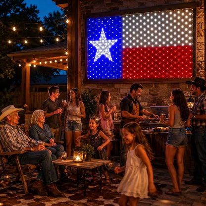 Leisure world Texas Flag Lights 384 Super Bright LED Lighted Texas Flags, Waterproof Net Lights Decoration for 250th Anniversary, Independence Day (July 4th), Memorial Day, Christmas & Holiday Party