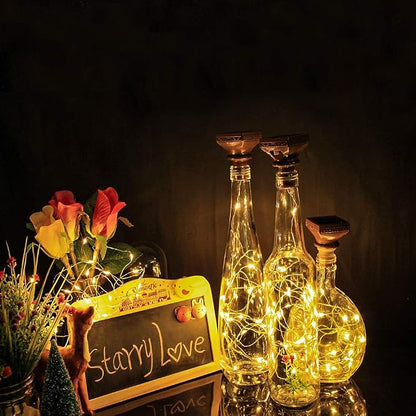 Solar Wine Bottle Lights - 12 Packs, 20LED Outdoor Waterproof Fairy Light Strings for Recycling Bottle Decoration