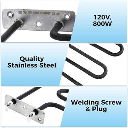 800 Watts Smoker Heating Element Kit Replacement for Masterbuilt & Char-Broil Digital Electric Smokers, Replace 9907090033 or FDES30111
