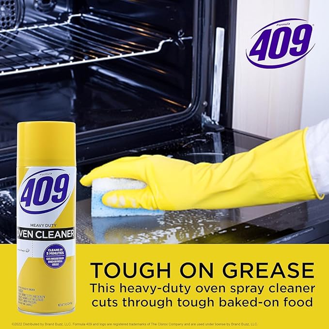 Formula 409 Heavy Duty Oven and Grill Cleaner Spray, Lemon Scent, Cuts Baked-On Grease and Grime on Contact, Fume-Free Aerosol, 5-Minute or Overnight Deep Clean, 14.5 Oz - 6 Pack