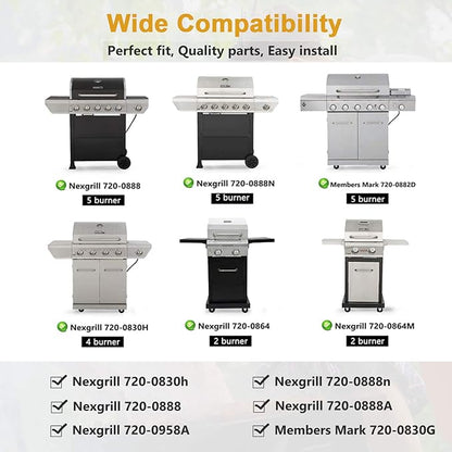 Criditpid Grill Replacement Parts for Nexgrill 5 Burner 720-0888, 720-0888N, 4 Burner 720-0783E, 720-0830H Nexgrill Parts, Grill Heat Shield Plates and Burner Tubes for Nexgrill Replacement Parts.