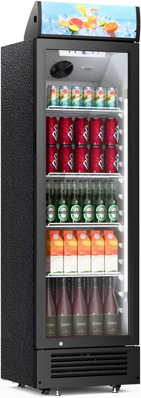 Antarctic Star Outdoor Beverage Refrigerator, 9 Cu. Ft. Glass Door Drink Fridge, Commercial Display Refrigerator with 4 Adjustable Shelves, for Shops, Restaurants, Bars