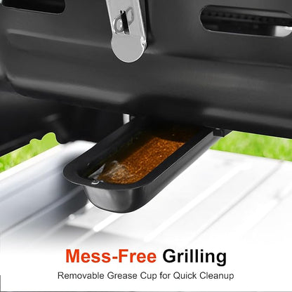 Brand-Man Portable Gas Grill with Locking Lid Folding Legs 10,000 BTU Burner 240 sq.in. Cooking Area Tabletop Small Propane Grill Foldable for Outdoor Cooking, Backyard BBQs, Vacation Camping