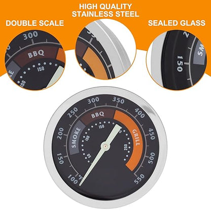 Smoker Thermometer Gauge for Oklahoma Joe's Smoker Accessories 3695528R06 Oklahoma Joe Grill Parts Accurate Heat Indicator for Most 13/16-inch Opening Charcoal Gas Grills & Charcoal Smokers, 550F, 1PC