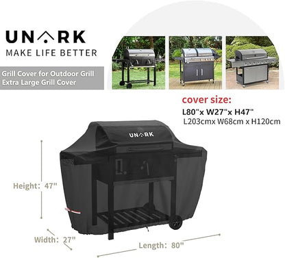 80 Inch Extra Large Grill Cover for Outdoor Grill Covers Heavy Duty Waterproof, Outdoor Kitchen XL Grill Cover Suitable for for Weber Summit, Genesis, Charbroil, Nexgrill, 80" L X 27" W X 47" H