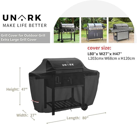 80 Inch Extra Large Grill Cover for Outdoor Grill Covers Heavy Duty Waterproof, Outdoor Kitchen XL Grill Cover Suitable for for Weber Summit, Genesis, Charbroil, Nexgrill, 80" L X 27" W X 47" H