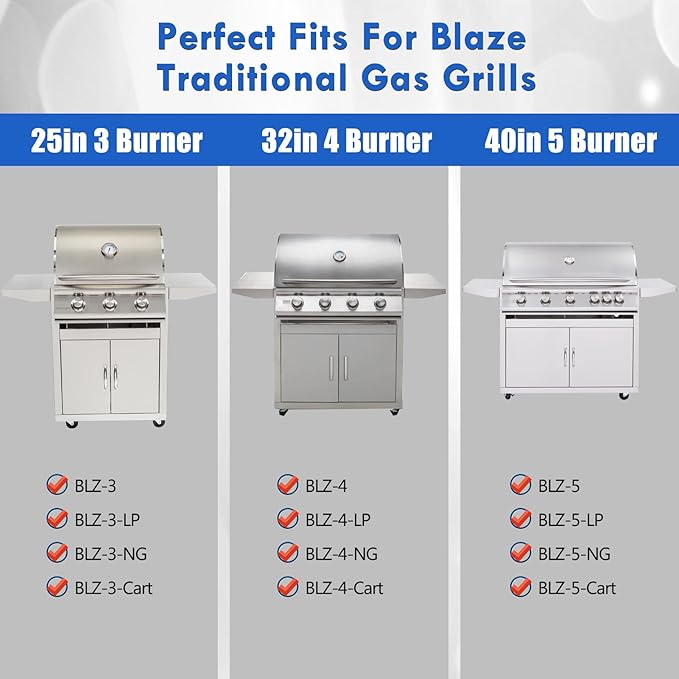 Flame Tamer Grill Replacement Parts for Blaze Gas Grill Parts Traditional 3/4/5 Burner Heat Plates BLZ-4-Cart BLZ-5-Cart Blaze 25 32 40 Inch LP NG Cart Grill Heat BBQ Shields Stainless Steel Heat Tent