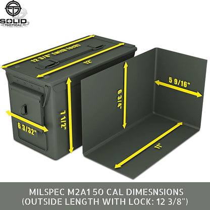 Lockable Metal Ammo Storage Box - Military & Army Steel Ammo Can for Ammunition Storage - Waterproof Ammo Crate Utility Box