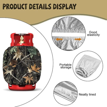 Propane Tank Covers 20lb Protective Propane Tank Blanket for Grill, Travel Trailer RV, and Outdoor Use Windproof Weatherproof Gas Cover Camo Branches