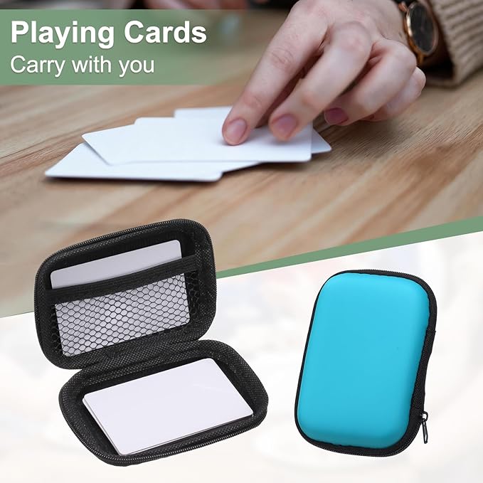 2Pcs Card Game Case, Soft Cloth Playing Waterproof Card Storage Travel Game Case Compatible for Outdoor Gaming Camping, Sky Blue